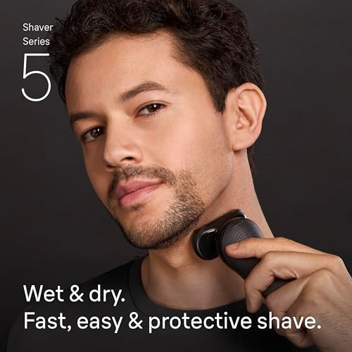 Braun Series 5 Electric Shaver For Men Wet & Dry Foil Razor Precision Trimmer Attachment Body Groomer Attachment Charging Stand Travel Case Black 5155Cs