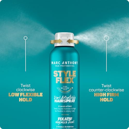 Marc Anthony Flexible To Extra Strong Hold Hair Spray Style Flex 2-In-1 Adjustable Hairspray For Women & Men - Finishing & Styling Spray For Controlled & Well-Groomed Look - Flake- 9.5 Oz