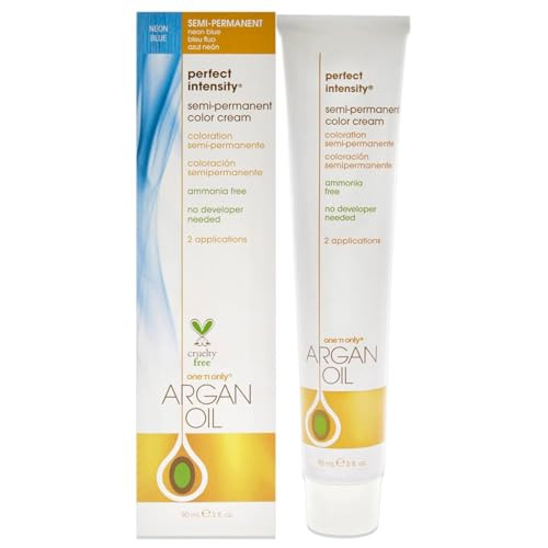 Onen Only Perfect Intensity Semi Permanent Hair Color - Vibrant Hair Dye Made With Argan Oil - Delivers Vibrant Accurate Color - No Developer Needed - Neon Blue ( ) 3 Oz