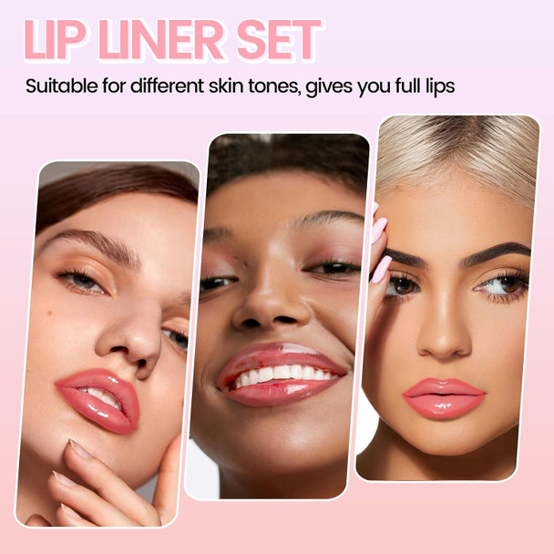 Hosaily Peel Off Lip Liner Stain Dual-Ended Long Lasting Waterproof Nude Lips Stain Peel Off With Moisturizing Lip Gloss Combo Non-Stick Cup Tattoo Lips Liner And Liquid Lipstick Shiny Makeup1#