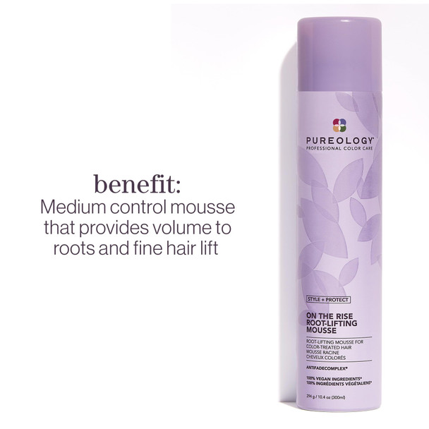 Pureology Style + Protect On The Rise Root Lifting Mousse For Flat And Color-Treated Hair - Provides Medium Control And Volume Sulfate- And Vegan