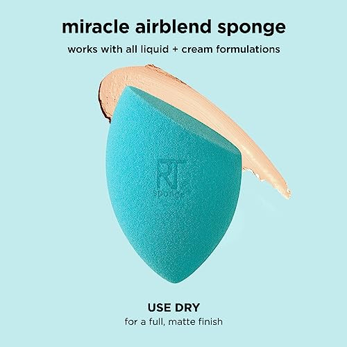 Real Techniques Miracle Airblend Makeup Sponge Matte Makeup Blending Sponge For Liquid Cream & Powder Products Medium To Full Coverage Foundation Sponge Latex- Foam 2 Count