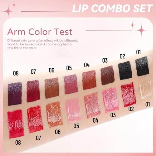 Hosaily Lip Combo 2 In 1 Dual-Ended Lip Liner Lipstick & Gloss Kit Nude Beige Glow Juicy Lip Mirror Effect Velvet Matte Lip Liner Smooth Buildable Glass Quick Fuller Lip Plumping Set For Women01