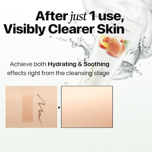 Nature Republic Fresh Herb Peach Cleansing Foam Hydration & Moisturizing Daily Makeup Remover Nighttime Foaming Pore Cleansing Aloe Face WashKorean Skin Care For All Skin Types / 170Ml 5.74 Fl Oz