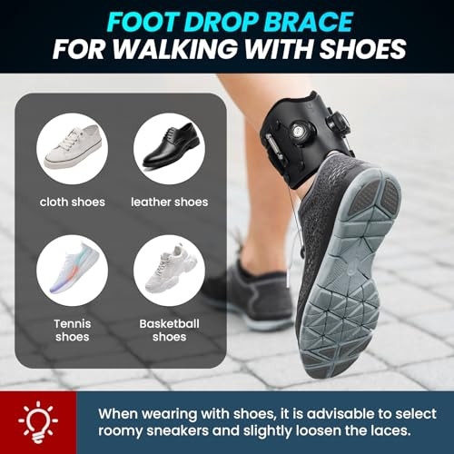 Welnove Adjustable Afo Foot Drop Brace With Dual-Knob - Lightweight Foot Drop Brace For Walking Gait Improvement Pain Relief And Achilles Tendon Support - Fits Left/Right Foot
