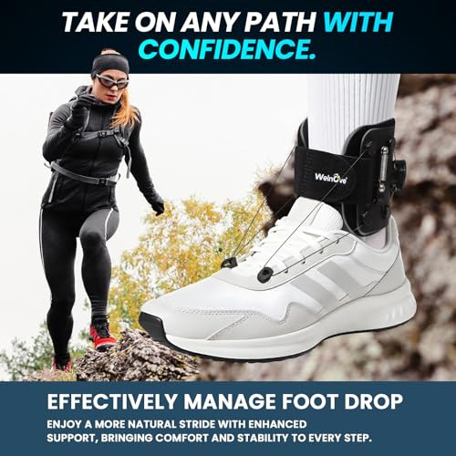 Welnove Adjustable Afo Foot Drop Brace With Dual-Knob - Lightweight Foot Drop Brace For Walking Gait Improvement Pain Relief And Achilles Tendon Support - Fits Left/Right Foot