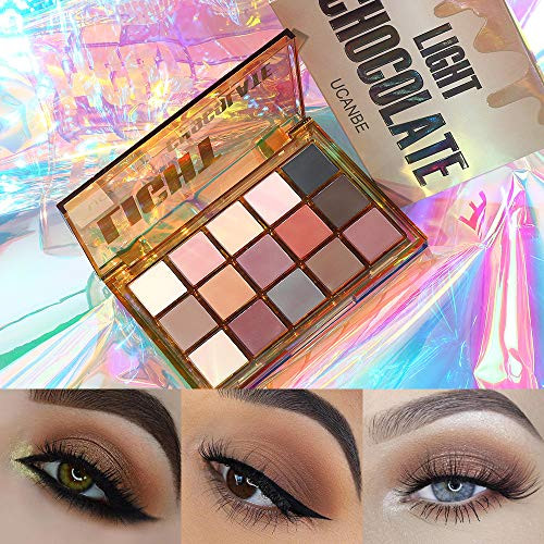 Ucanbe Colorful 15 Shades Eyeshadow Makeup PaletteShimmer Matte Metallic High Pigmented Neutral Bold Waterproof Eyes Shadow Creamy Blendable Make Up Pallet Set (Light Chocolate)