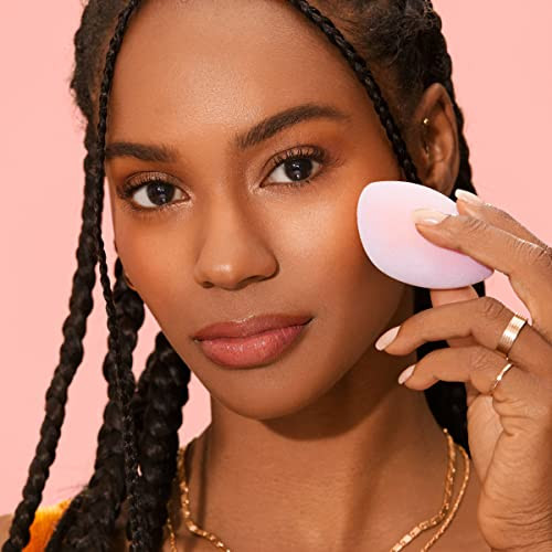 Real Techniques Miracle Powder Sponge Makeup Blending Sponge For Powder Products Set Makeup For Natural Finish & Cloud Skin Buildable Coverage Velvet Material Latex- Foam 2 Count