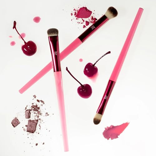 Real Techniques Cherry On Top Mesmereyes Brush Trio Limited Edition Makeup Brush Set Synthetic Bristles Eyeshadow Blending Brushes Vegan & Cruelty- For Powder & Cream Shadow Set 3 Piece
