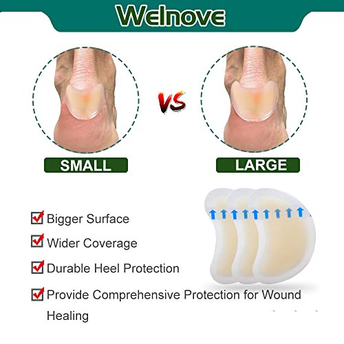 Welnove Blister Pads Adhesive Heels Blister Cushioned Bandages For Blister Prevention Blister Gel Guard Hydrocolloid Pads Heel Protection Pad For Men And Women 14 Packs
