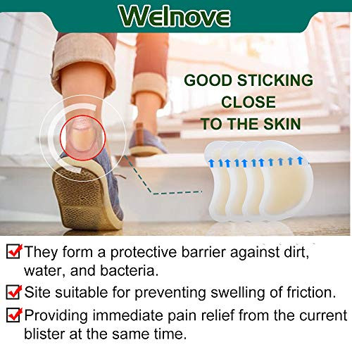 Welnove Blister Pads Adhesive Heels Blister Cushioned Bandages For Blister Prevention Blister Gel Guard Hydrocolloid Pads Heel Protection Pad For Men And Women 14 Packs