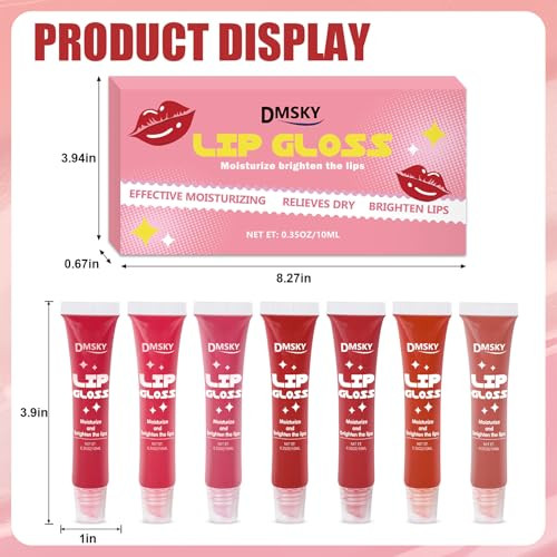 Dmsky Lip Gloss Set 12 Colors Lip Oil For Dry Cracked Lips Moisturizing Lip Balm Infused With Vitamin E For A Sheer Tint Of Color 12 Pack