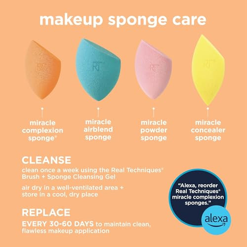 Real Techniques Mini Travel Duo Makeup Brush Set For Traveling Mini Foundation Brush & Makeup Blender Sponge For Blending On-The-Go Achieve A Complete Base Latex & Cruelty- Set 2 Piece