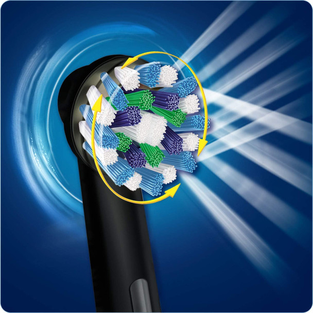 Oral-B Genuine Crossaction Black Toothbrush Heads Refills For Electric Toothbrush Angled Bristles For Up To 100 Percent More Plaque Removal Pack Of 4