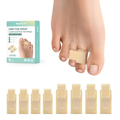 Welnove Hammer Toe Straightener - Broken Toe Wraps - Hammer Toe Corrector For Women - Toe Splints For Crooked Toes Curled Toes Bent Toes - (Multi-Size Firm Beige) 8 Pack