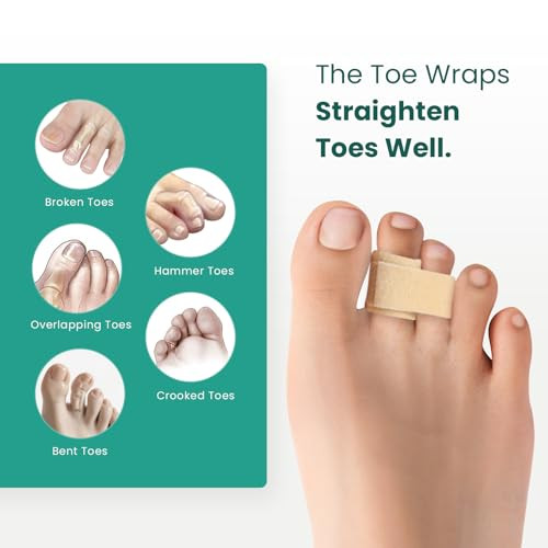 Welnove Hammer Toe Straightener - Broken Toe Wraps - Hammer Toe Corrector For Women - Toe Splints For Crooked Toes Curled Toes Bent Toes - (Multi-Size Firm Beige) 8 Pack
