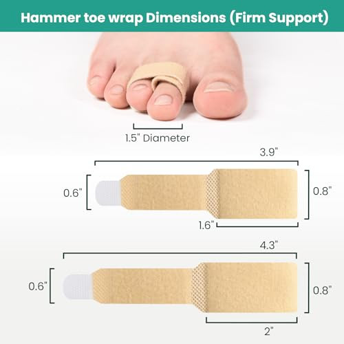 Welnove Hammer Toe Straightener - Broken Toe Wraps - Hammer Toe Corrector For Women - Toe Splints For Crooked Toes Curled Toes Bent Toes - (Multi-Size Firm Beige) 8 Pack