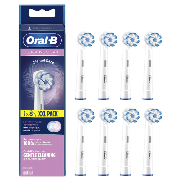 Oral-B Sensitive Clean Brush Heads X 8 Original Refill For Electric Toothbrush White 200 Gram