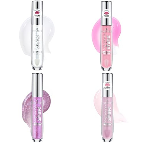 Essence Cosmetics Essence Extreme Shine Volume Lipgloss Set 4 Shades In 1 Set Stocking Stuffer For Beauty Lovers Vegan & Cruelty From Gluten Parabens Preservatives Oil