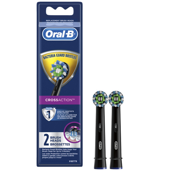 Oral-B Crossaction Electric Toothbrush Brush Head Refills Black 2 Count