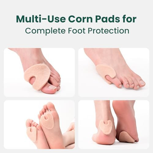Welnove Corn Cushions For Feet Extra-Strong Adhesive & Cushioned Support All-Day Pain Relief For Calluses Fits Toes & Heels 24 Count