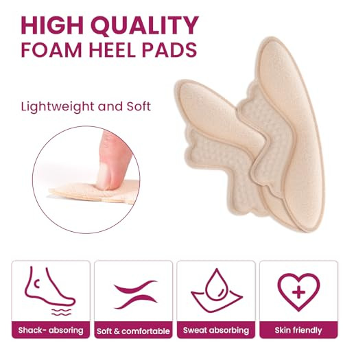 Welnove Heel Pads Grips For Women Shoes - Welnove 4 Paris Adhesive Heel Cushion Inserts Prevent Slipping Rubbing Blisters Foot Pain Improve Heels Pumps Shoe Fit - Heel Pads For Shoes Too Big