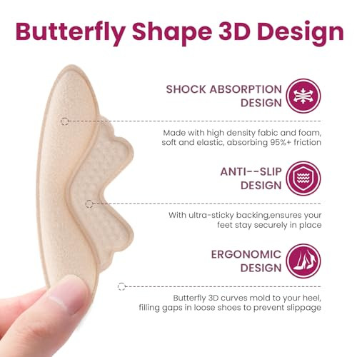 Welnove Heel Pads Grips For Women Shoes - Welnove 4 Paris Adhesive Heel Cushion Inserts Prevent Slipping Rubbing Blisters Foot Pain Improve Heels Pumps Shoe Fit - Heel Pads For Shoes Too Big