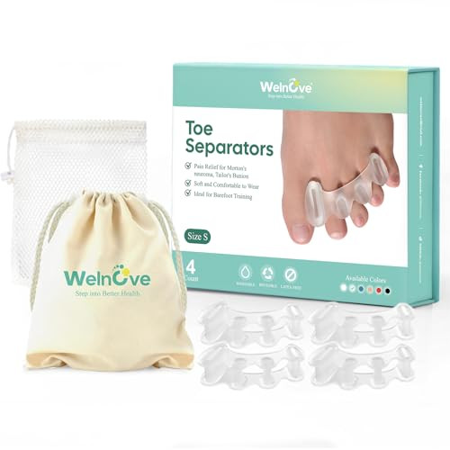 Welnove Toe Separators - Toe Spacers For Women Men To Correct Bunion Toe Straighteners For Plantar Fasciitis Hammertoes Relieve Feet Pain Foot Alignment - S 2 Pairs