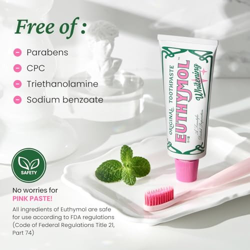 Euthymol Whitening Toothpaste Set ( 2 Sqeezer Set) - Stain Removal In 2 Weeks Long-Lasting Freshness For Sensitive Gum & Teeth. Bad Breath Cavity Prevention 3.7Fl Oz