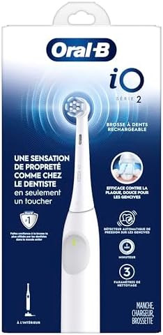 Oral-B Rechargeable Electric Toothbrush Io2 3 Cleaning Modes Automatic Pressure Sensor To Protect Gums Pure White
