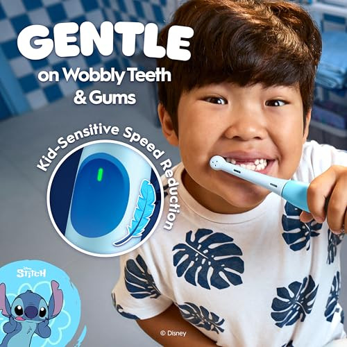 Oral-B Io Kids Rechargeable Electric Toothbrush Stitch With 1 Brush Head - Automatic Pressure Sensor - 3 Cleaning Settings - 2 Min Music Timer - 28 Day Battery Life