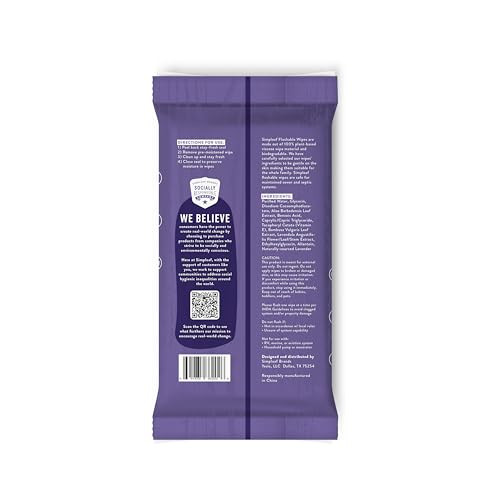 Simpleaf Lavender Essential Oil Flushable Wipes ( ( ) Lavender) 50 Count Pack Of 1