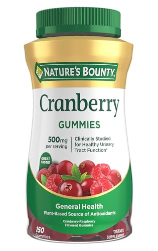 Nature's Bounty Cranberry Gummies Urinary Tract Support Cran-Raspberry Flavor 500 Mg 150 Ct