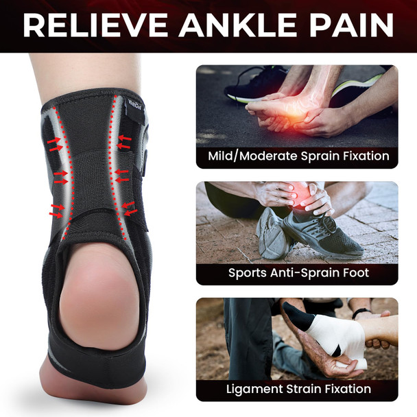 Welnove Ankle Brace Metal Support For Men & Women Prevention Of Sprained Ankles With Metal Springs Ankle Support For MenComfortable Compression & Breathable Design Injury Recovery(1 UnitL)