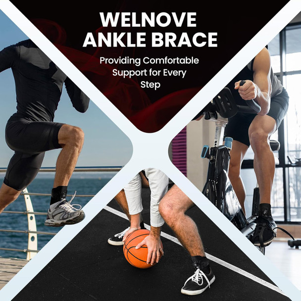 Welnove Ankle Brace Metal Support For Men & Women Prevention Of Sprained Ankles With Metal Springs Ankle Support For MenComfortable Compression & Breathable Design Injury Recovery(1 UnitL)
