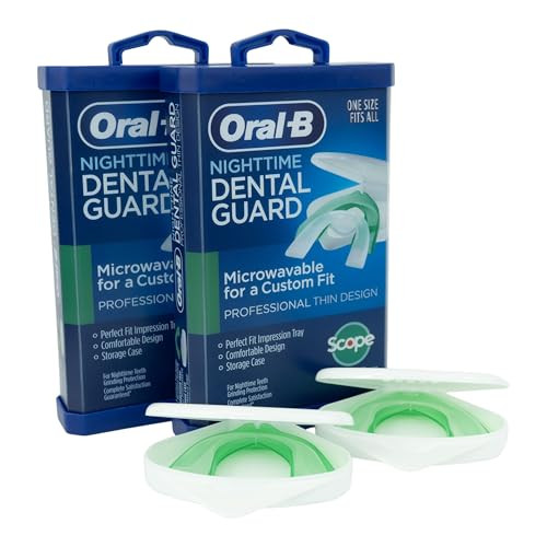 Oral-B Mouth Guard For Grinding Teeth At Night - Nighttime Dental Guard Moldable Night Guard With Scope Mint Flavor Less Than 3-Minutes For Custom Teeth Protection 2 Pack