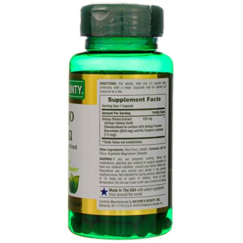 Nature's Bounty Ginkgo Biloba Double Strength 120 Mg 100 Capsules Pack Of 2