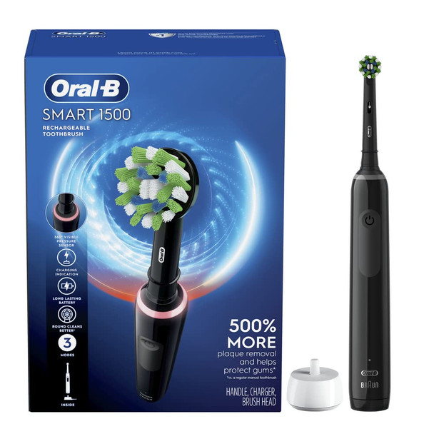 Oral-B Smart 1500 Electric Power Rechargeable Battery Toothbrush Black