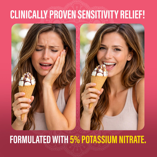 Gurunanda Sensitive Toothpaste 5 Potassium Nitrate For Tooth Sensitivity Relief With Nano-HydroxyapatiteXylitol & White Turmeric With Toothpaste Squeezer Natural Clove Mint 4.2 Oz