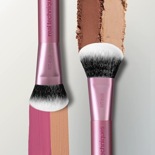 Real Techniques Ultimate Multi Tasker Brush Dual-Ended Makeup Brush For Foundation Blush Bronzer & Powder Precision Sculpting & Blending Ultraplush Bristles Cruelty- 1 Count