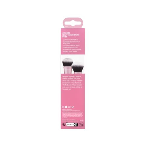 Real Techniques Ultimate Multi Tasker Brush Dual-Ended Makeup Brush For Foundation Blush Bronzer & Powder Precision Sculpting & Blending Ultraplush Bristles Cruelty- 1 Count