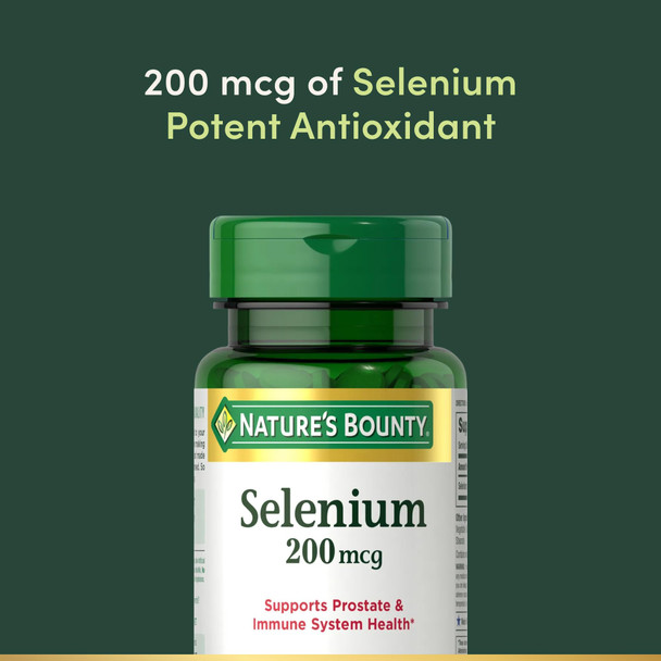 Nature's Bounty Selenium Supports Prostate And Immune System Health 200 Mcg 100 Tablets