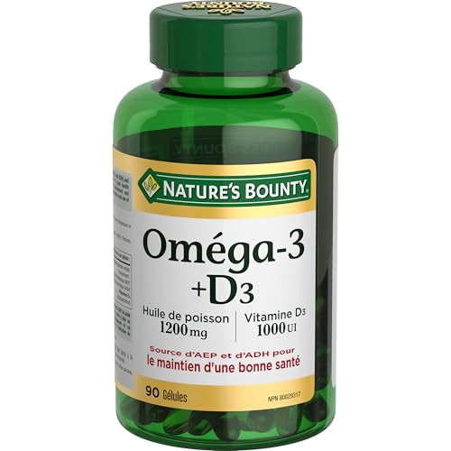 Nature's Bounty Omega-3 + D3 Fish Oil / Vitamin D3 1000Iu 1200Mg 90 Softgels