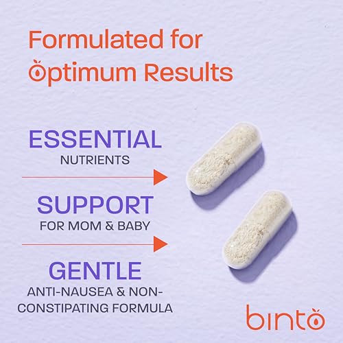 Binto Bloom Prenatal Supplements - Support Healthy Mom & Baby - 30 Day Supply - Multivitamin With Iron Methylated Folate Folic Acid - Non-Gmo Gluten Vegetarian No Preservatives