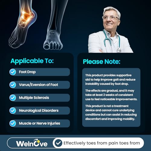Welnove Afo Foot Drop Brace Adjustable Lightweight Ankle Support Keeps Foot At 90 Dorsiflexion Relieves Drop Foot Achilles Tendonitis Ankle Sprain