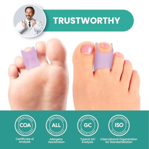 Welnove Hammertoe Corrector - Toe Splints - Soft Gel Toe Straighteners - Realign Bent Curled Crooked Claw Hammer Toes - Toe Corrector For Men And Women 3 Different Sizes (Lavender) 6 Pack