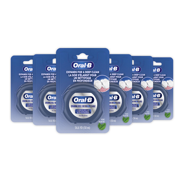 Oral-B Expandable Dental Floss Mint Expands For A Deep Clean (50M) 6 Pack