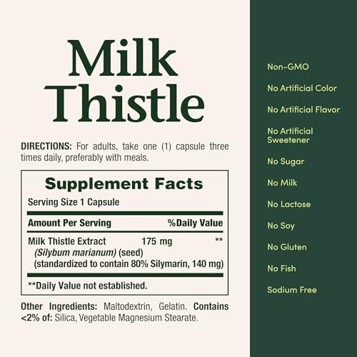 Nature's Bounty Milk Thistle Herbal Health Supplement Supports Liver Health 175Mg 100 Softgels