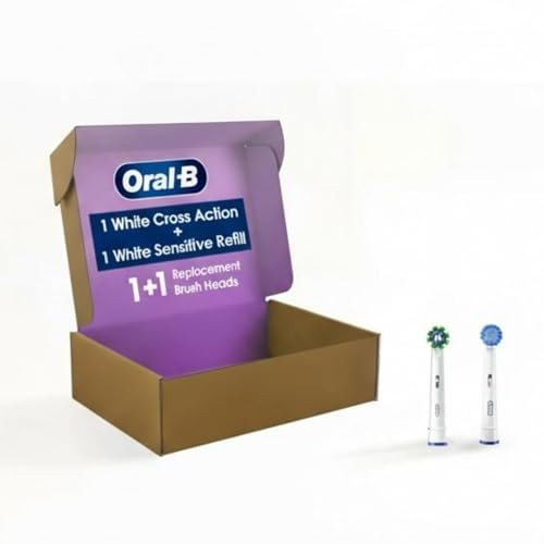 Oral-B Electric Toothbrush Brush Heads Crossaction White + 1 Sensitive White 1 Count