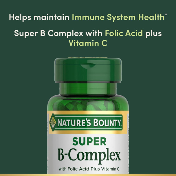 Nature's Bounty Super B Complex With Vitamin C & Folic Acid Immune & Energy Support 150 Tablets Pack Of 2